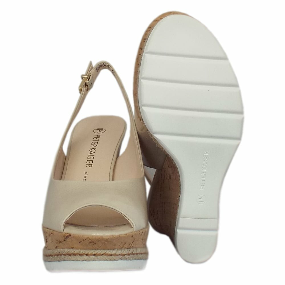 Women's Peter Kaiser Regine Cork Wedge Sandals Beige | 217438-OUE