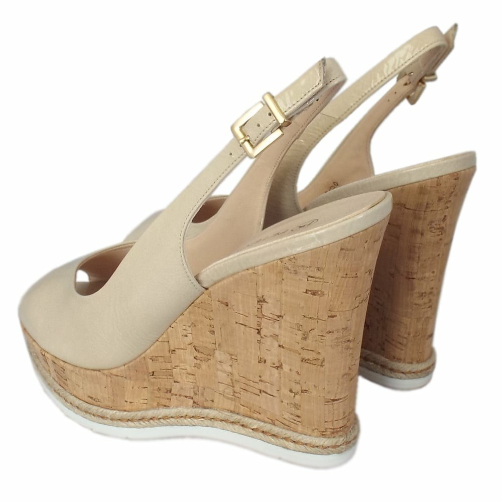 Women's Peter Kaiser Regine Cork Wedge Sandals Beige | 217438-OUE