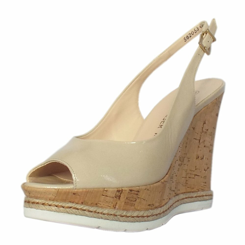 Women\'s Peter Kaiser Regine Cork Wedge Sandals Beige | 217438-OUE