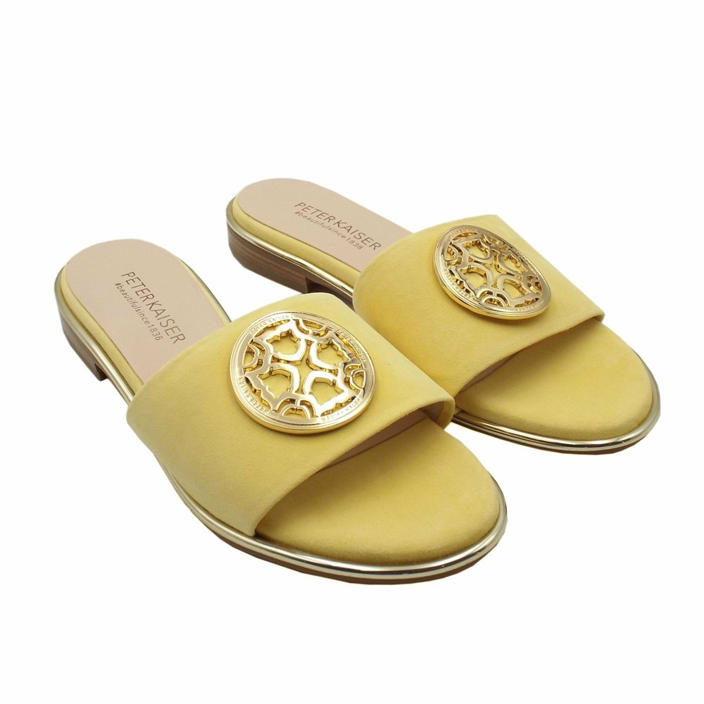 Women's Peter Kaiser Riva Pk 15mm Slides 12 561 708 Sandals Lemon | 039652-OIU