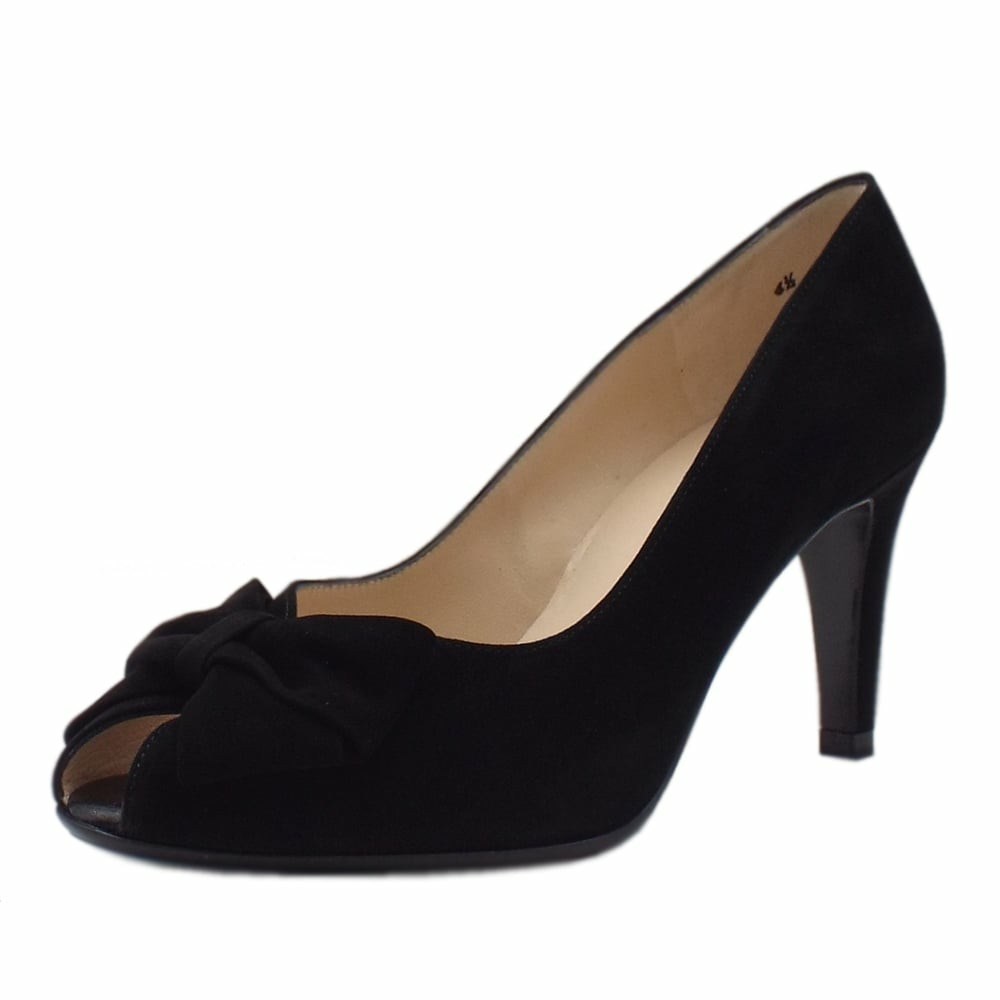 Women\'s Peter Kaiser Stila 75mm Peep + Bow Pumps Black | 841397-DNF