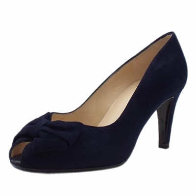 Women's Peter Kaiser Stila 75mm Peep + Bow Pumps Navy | 301962-VHE